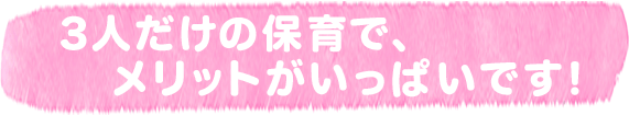 3人だけの保育で、メリットがいっぱいです!